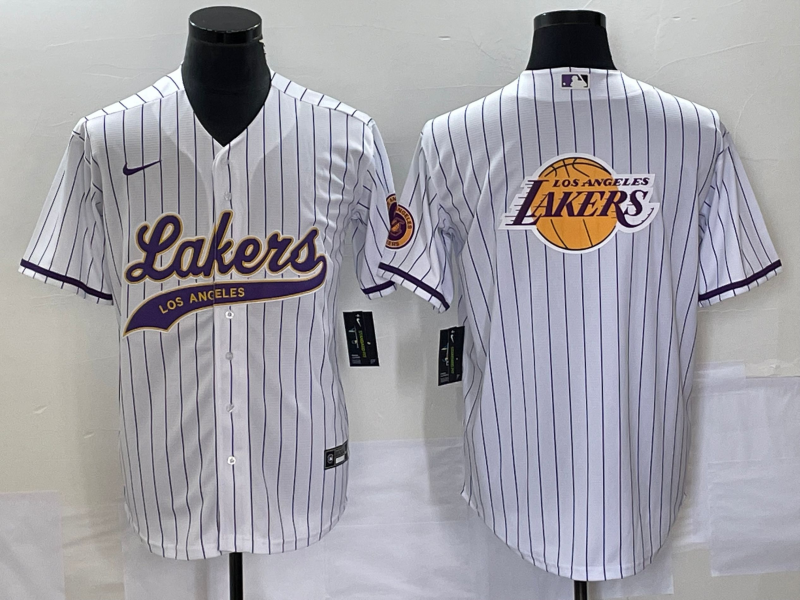 2023 Men Los Angeles Lakers Blank white NBA Jersey style 4